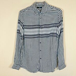 Diesel Mens Thin Flannel Shirt Casual Button Down Plaid Black/White Size L